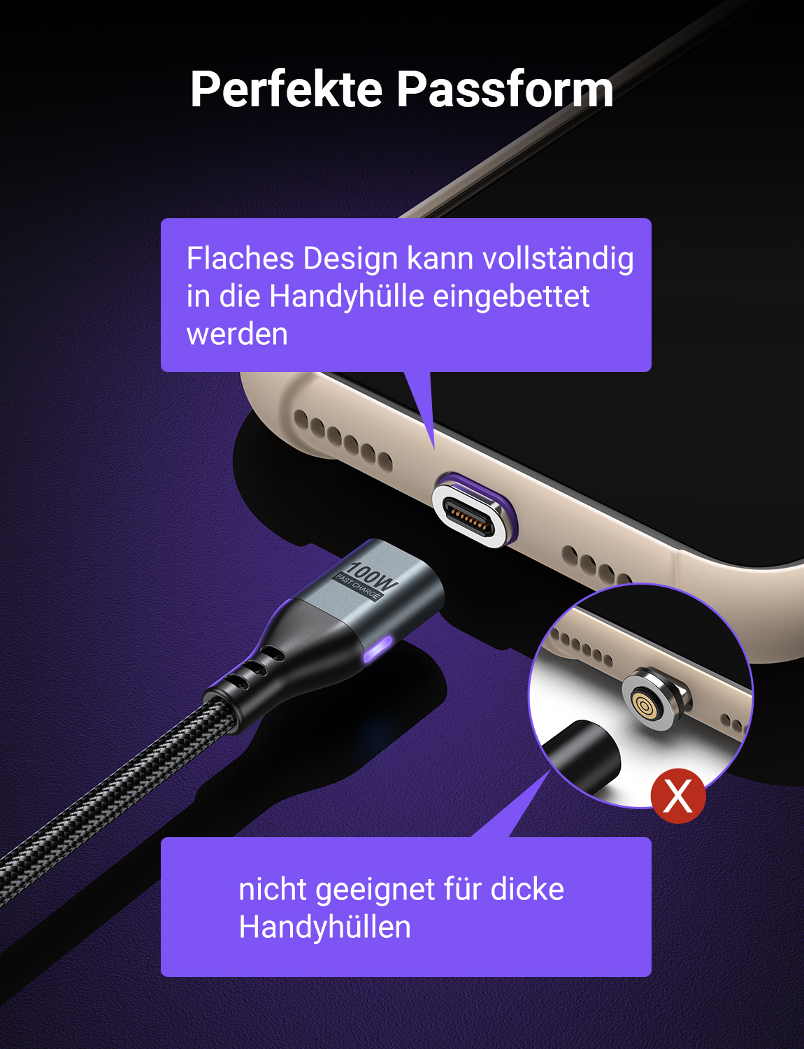16Pin 100W Magnetic Charging Cable