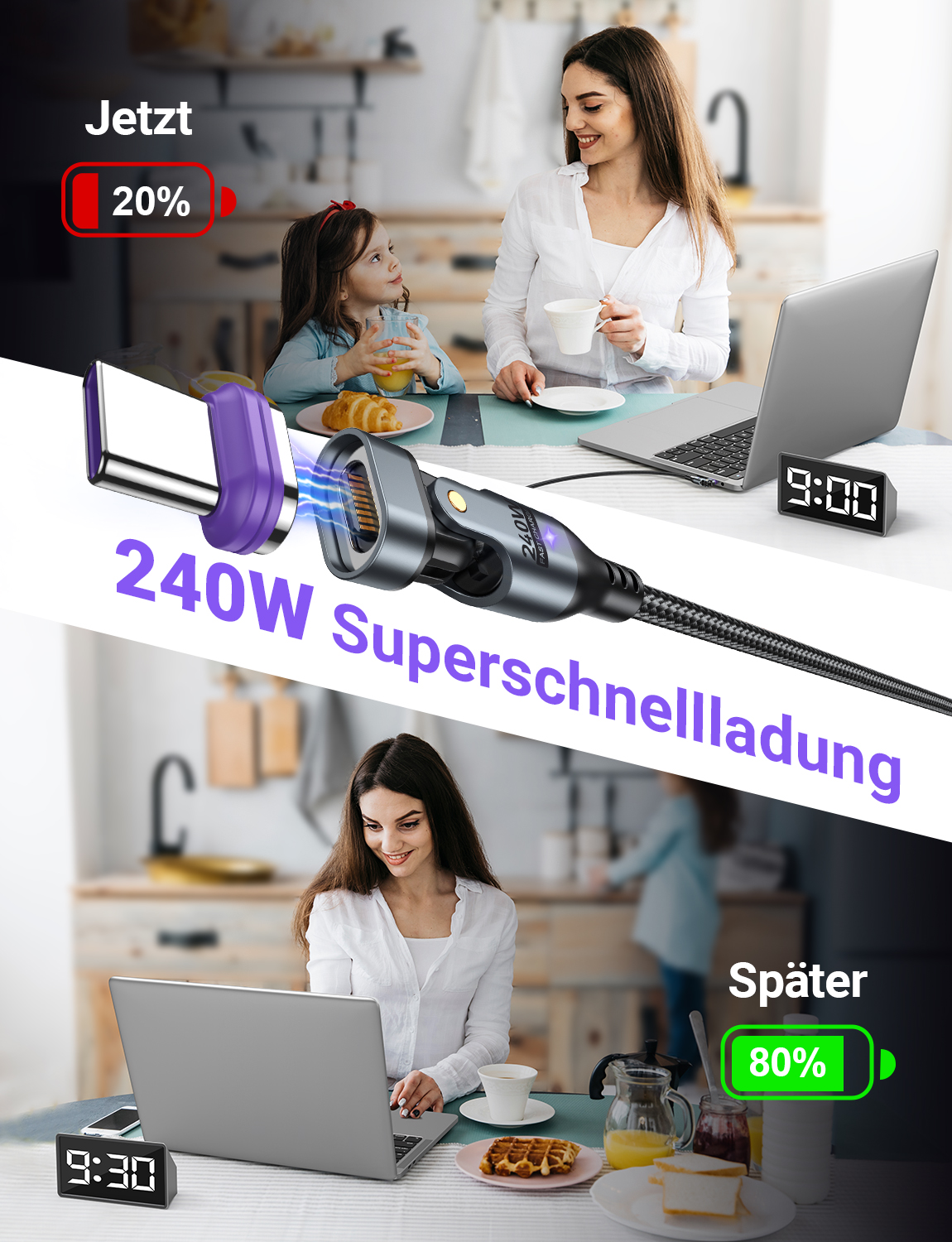16PIN 240W Magneti Charing Cable